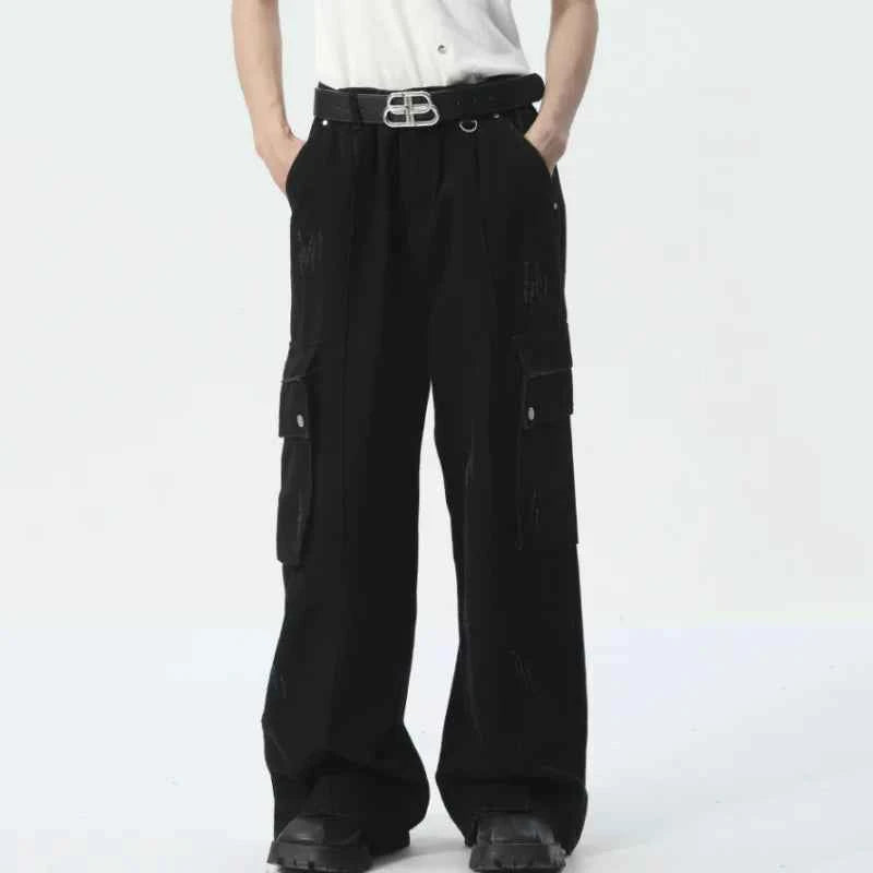 Vintage American Style Deconstructed Straight Baggy Pants