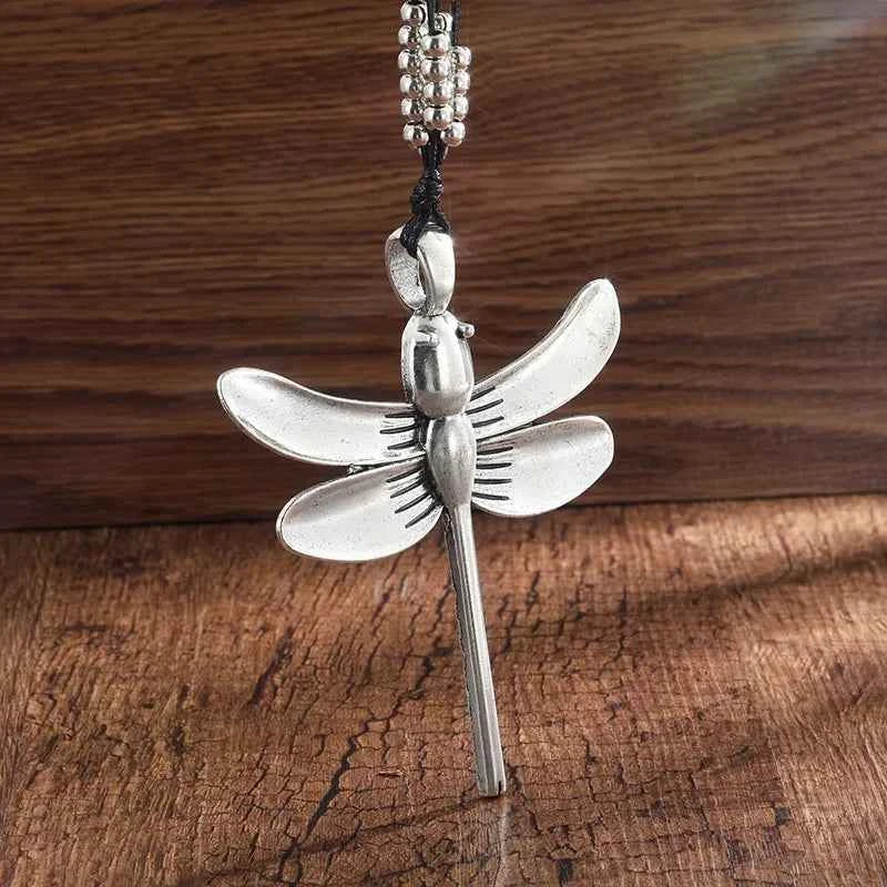 Exaggerated Metal Dragonfly Pendant Ethnic Necklace