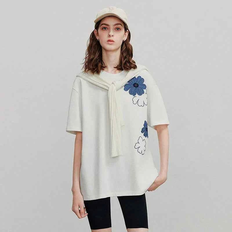 Women Cute Flower Casual Summer Short Sleeve T-Shirt