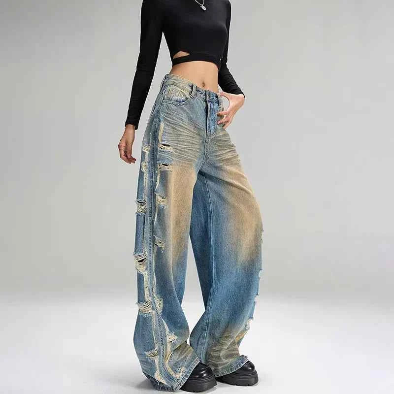 Signature High Waisted Ripped Denim Jeans