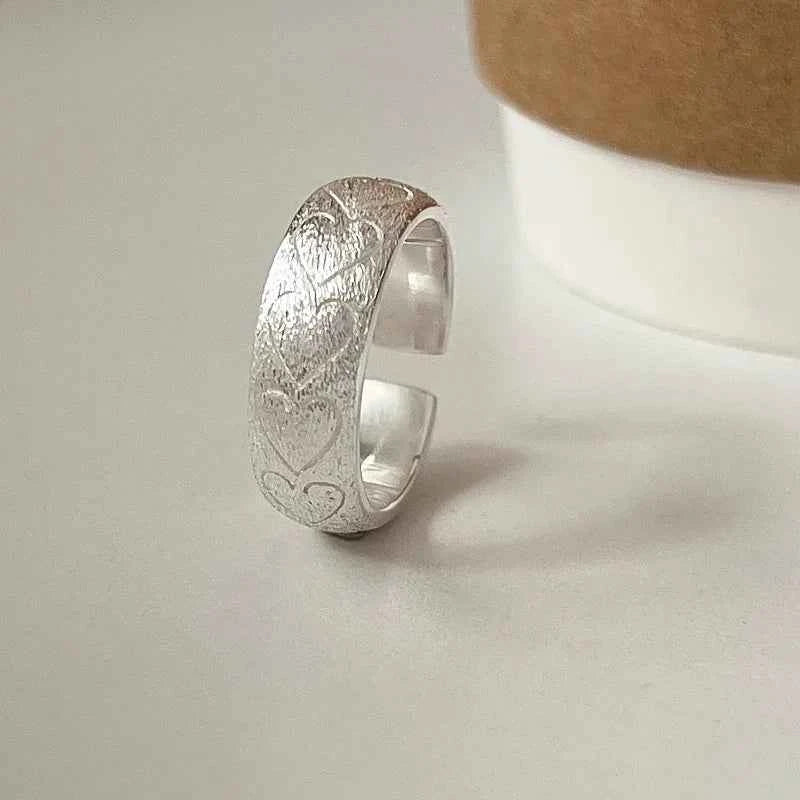 Heart Link Geometric Punk Stackable Ring