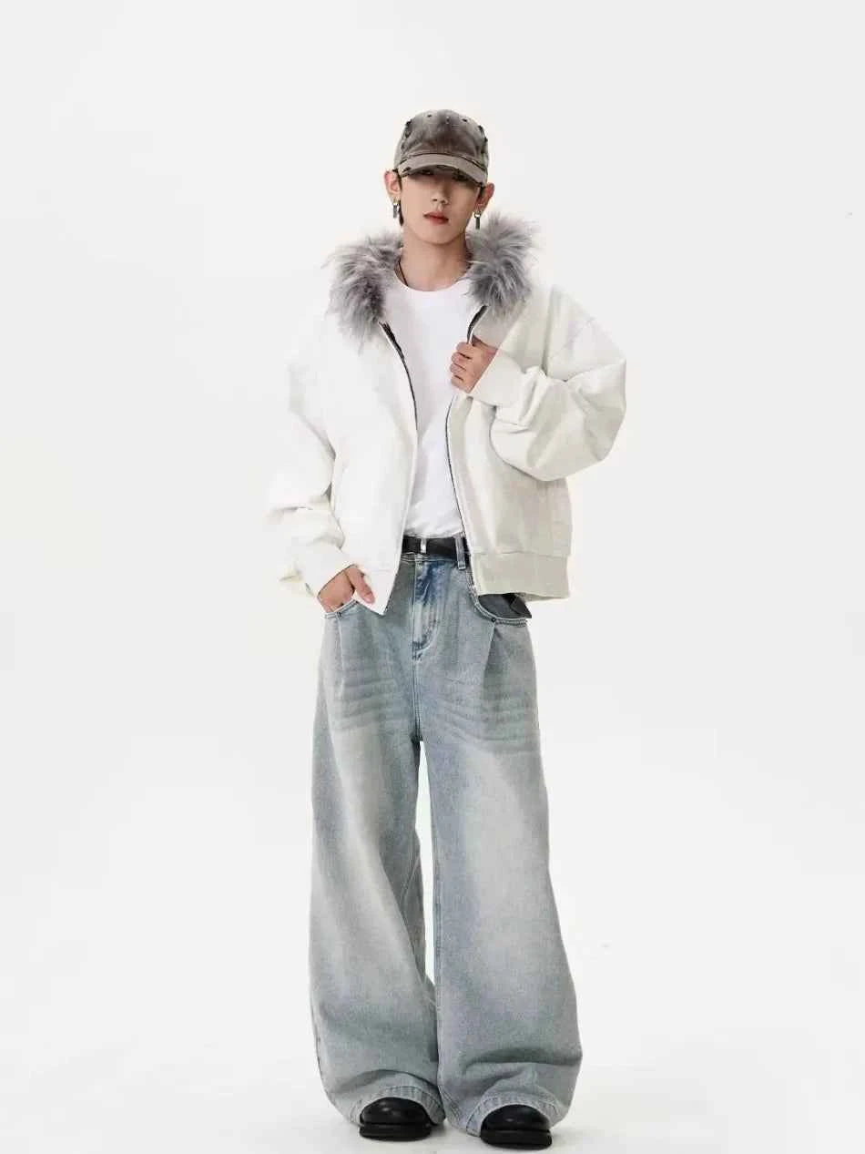 Autumn Japanese Edge Fur Collar Hoodied Sweatshirt
