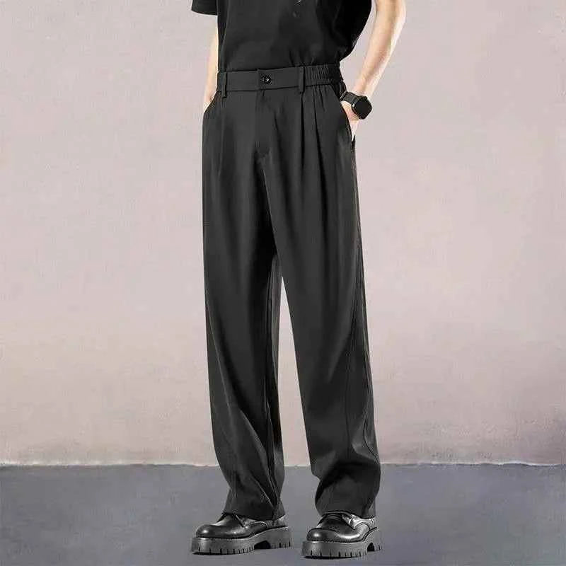 Loose Draped Iron-Free Straight Suit Pants