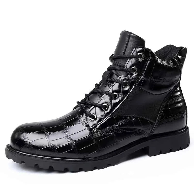 Luxury Crocodile Pattern Leather Boots