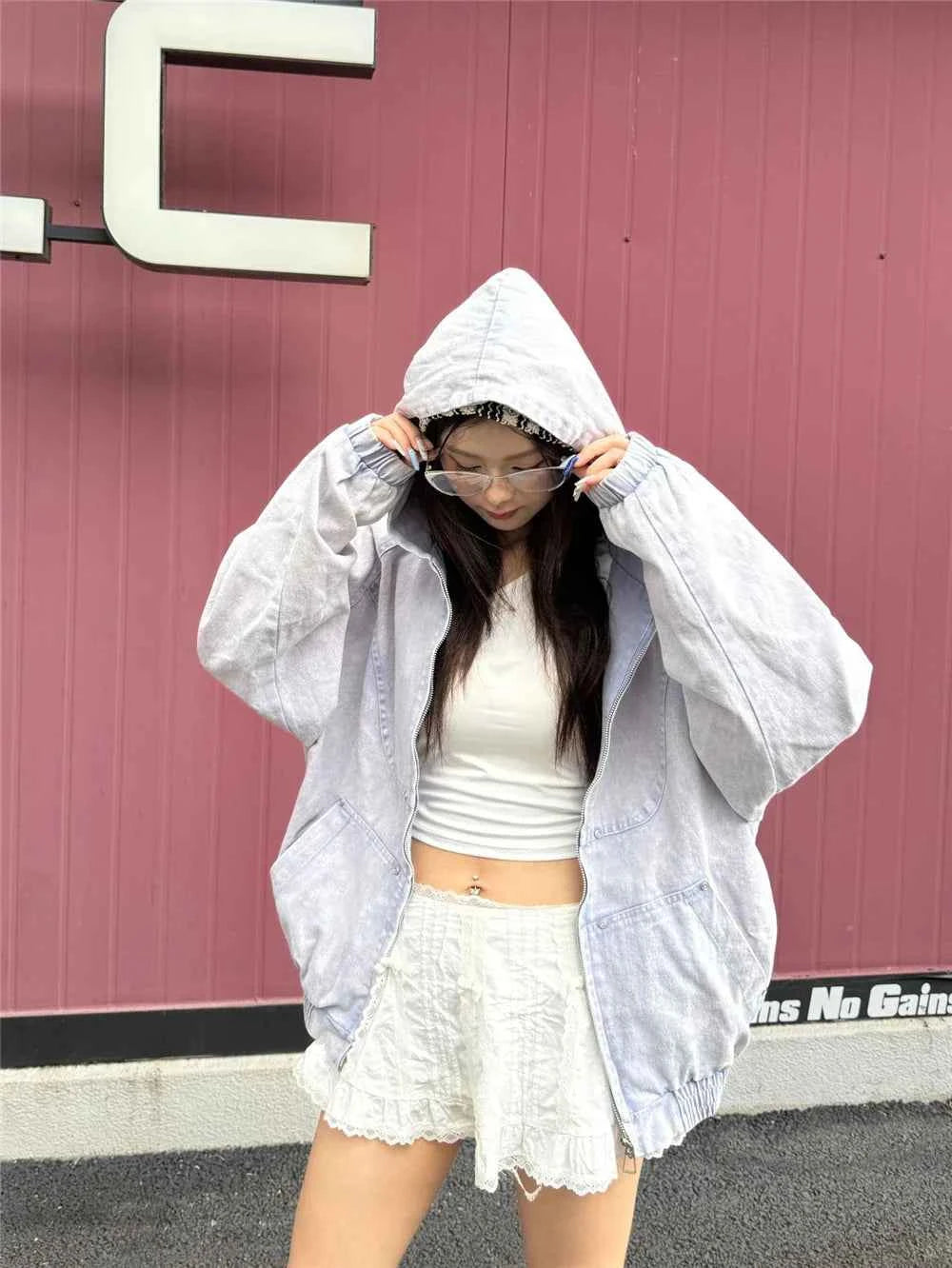 Retro American Style Washed Hooded Denim Jacket