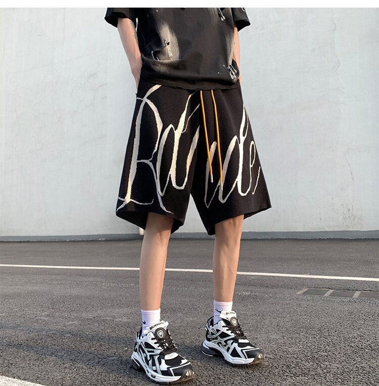 Letter Foam Y2K Knee Length Shorts