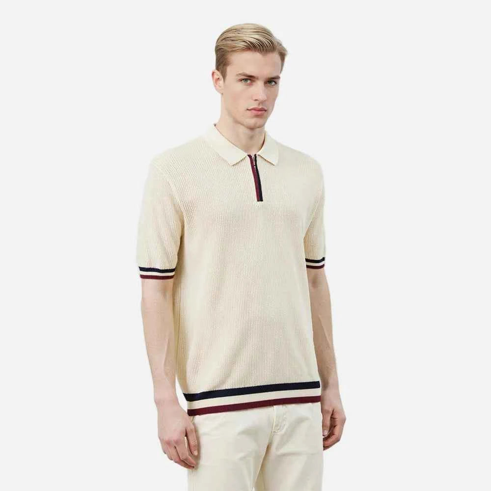 Breathable Striped Slim Fit Polo T-Shirt