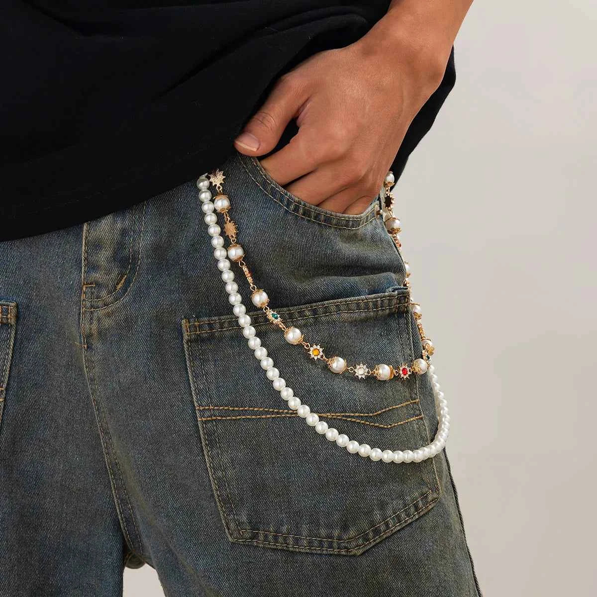 Vintage Gold Rhinestone Waist Chain