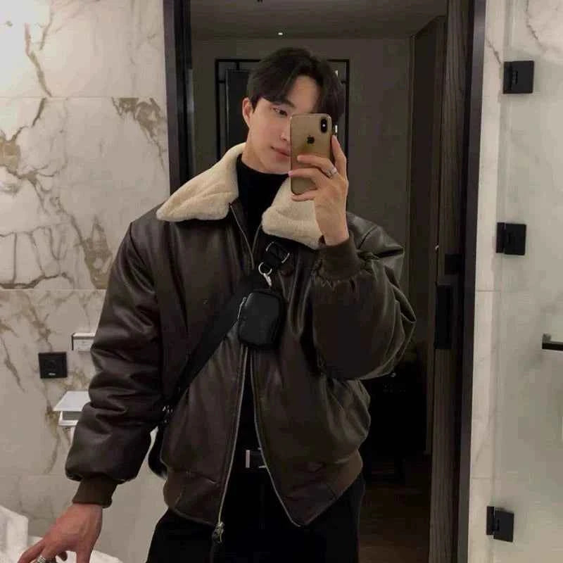 Men's Warm Thick Winter Leather Jacket