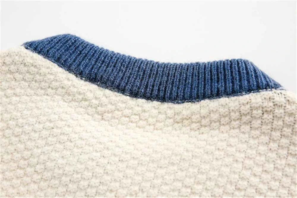 Elevated Cozy Color Block Patchwork Knit Sweater