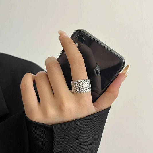 Geometric Wide Irregular Silver Finger Ring