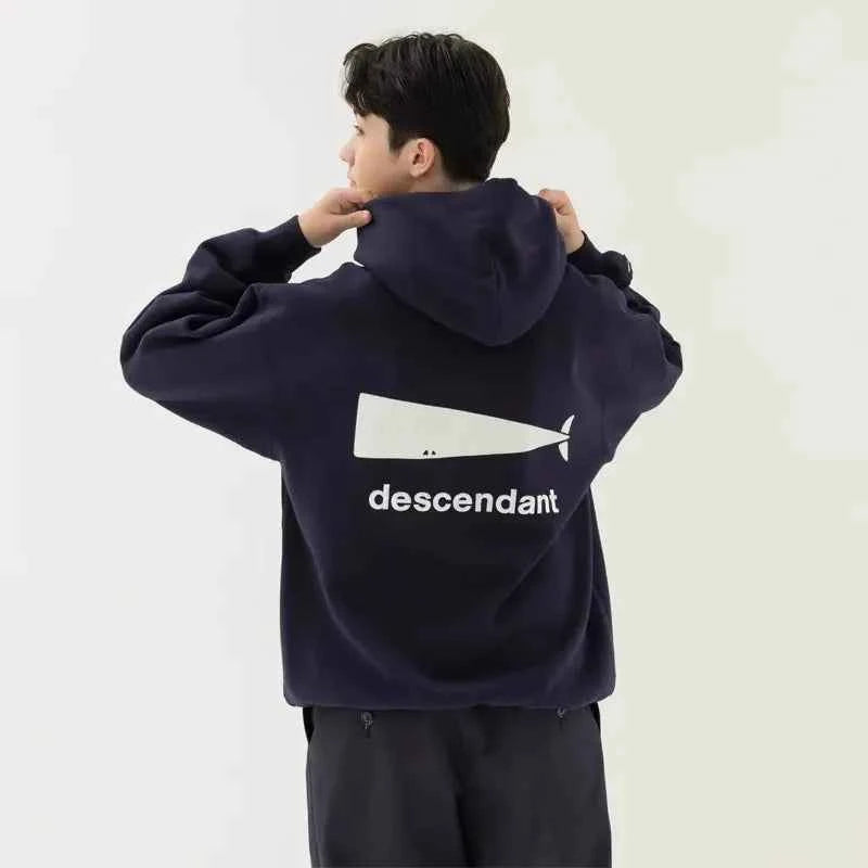 Whale Embroidered Casual Loose Japanese Hoodie