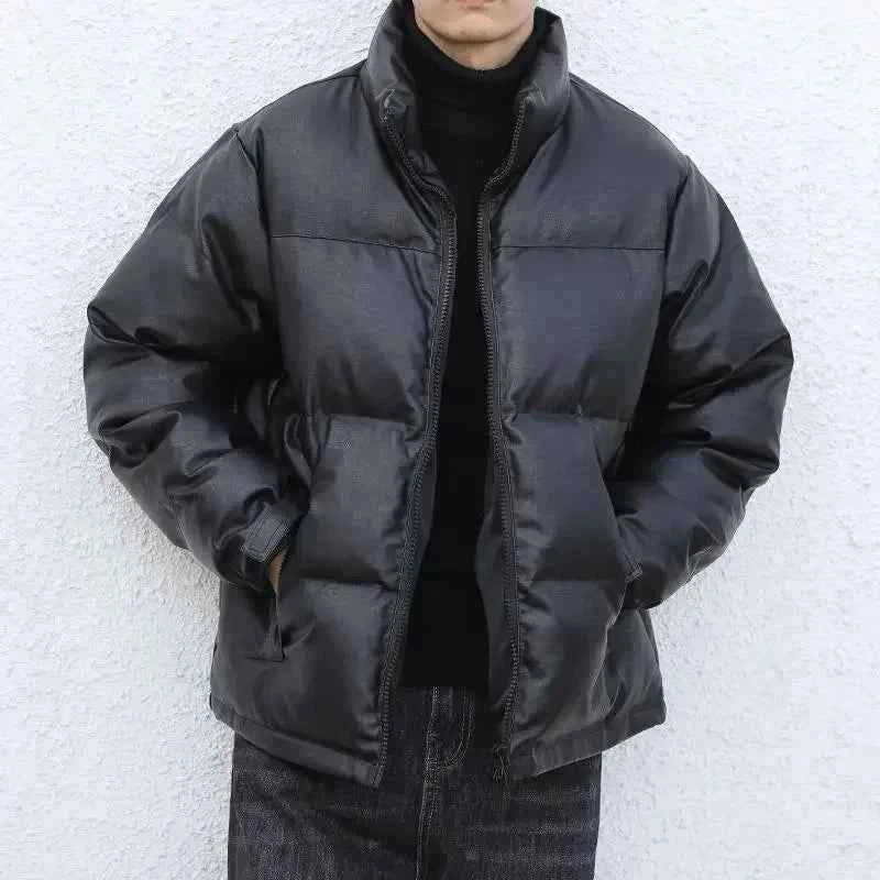 Men Black Winter Parka Padded Casual Jacket