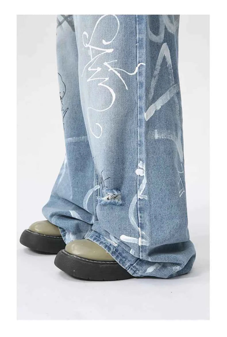 High Street Niche Graffiti Denim Jeans