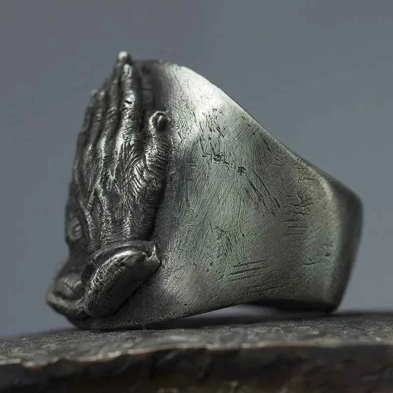 Vintage Punk Prayer Hands Finger Ring