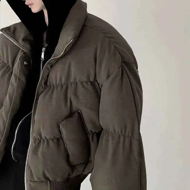 Men Retro Thickened Cotton Winter Bomber Jacket