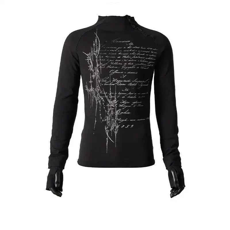 Dark American Gothing Punk Irregular Sleeve T-Shirt