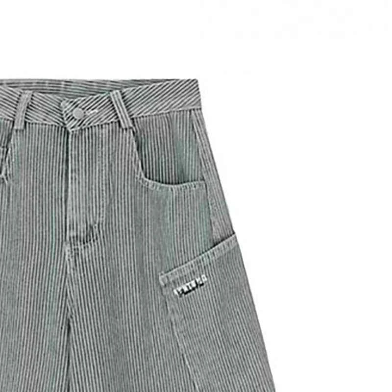 Y2K Striped Curved Knife Wide Leg Cargo Jeans