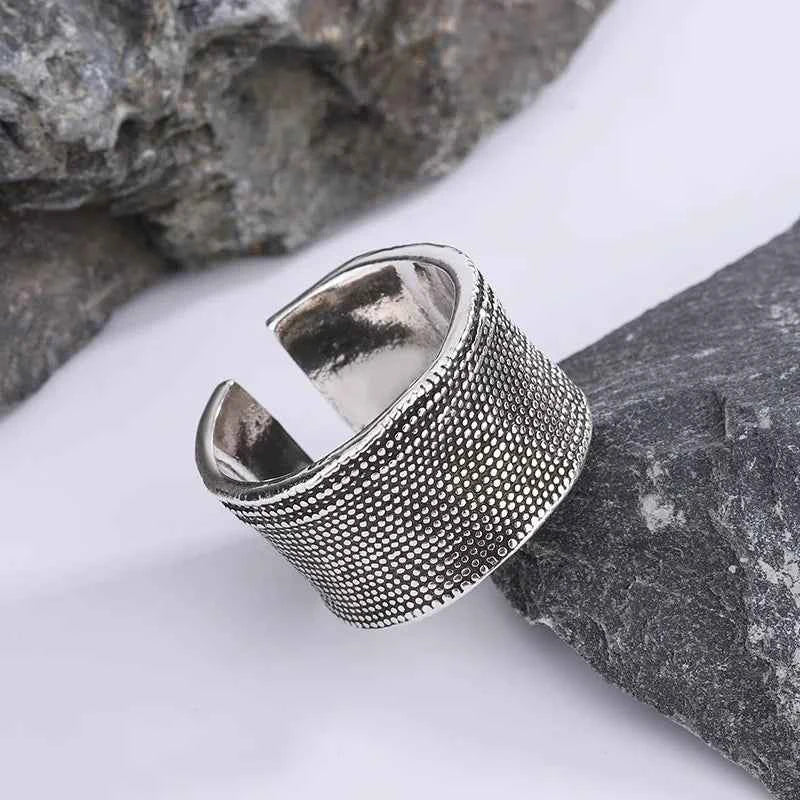 Vintage Thai Silver Tree Bark Texture Ring