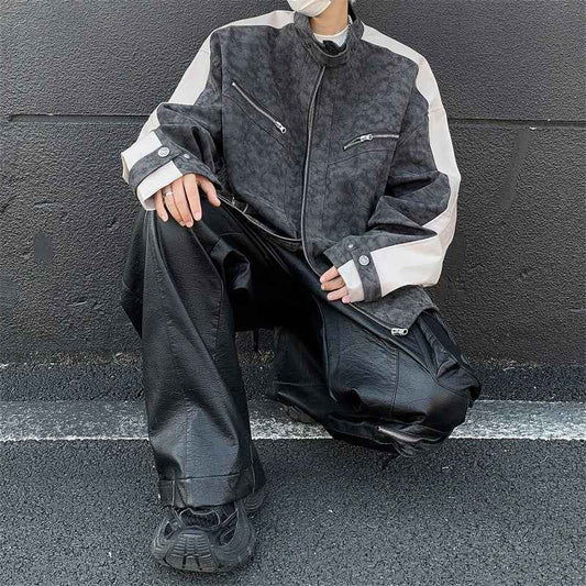 Retro Motorcycle Style Matte Leather Jacket