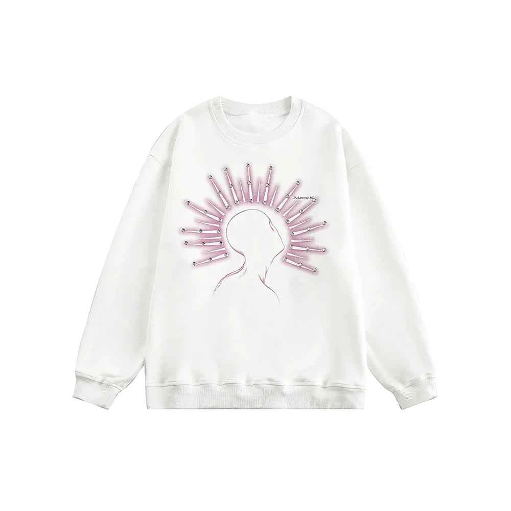 Y2K Autumn Streetwear Rivet Print Sweatshirt