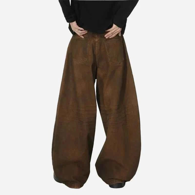 American Style Washed Brown Distressed Jeans