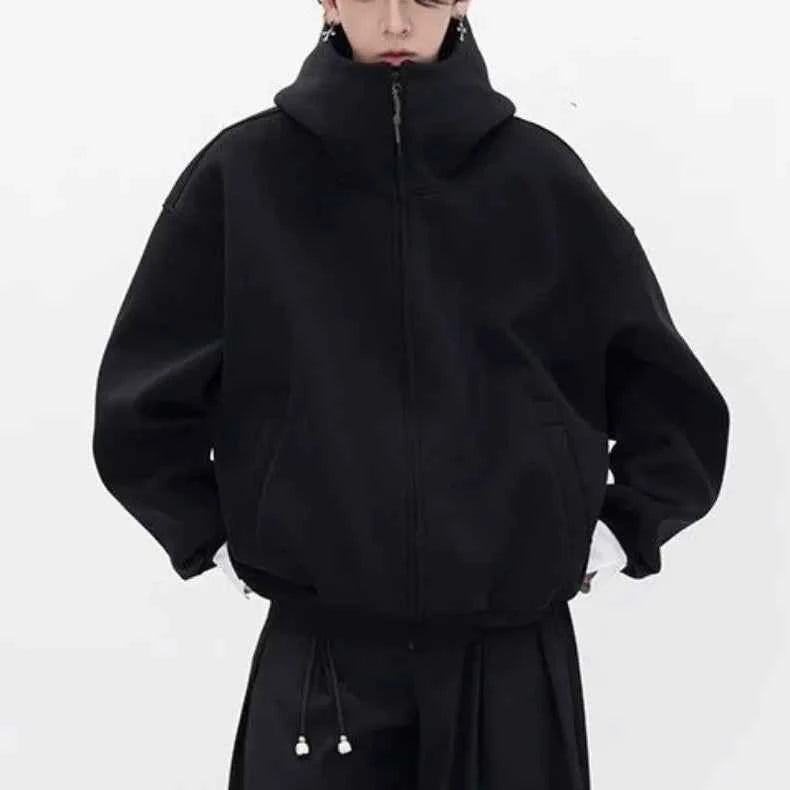 Wide Shoulder Japanese Style Zipper Sweatshirt