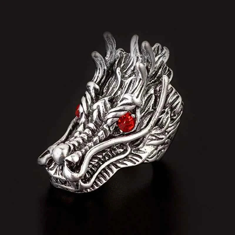 Handmade Large Red Eye Dragon Ring