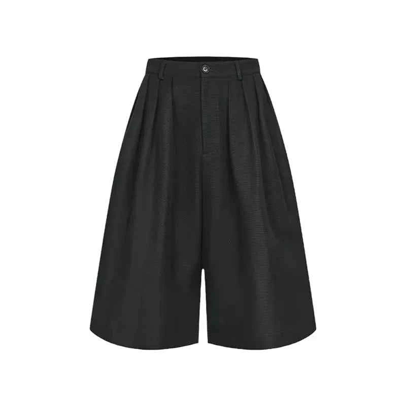 Men Fashionable Black Wide Leg Short