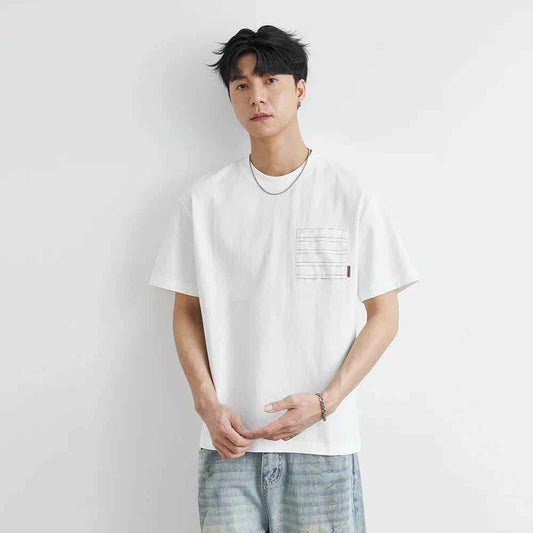 Korean Stylish Pocket Stitch Short Sleeve T-Shirt