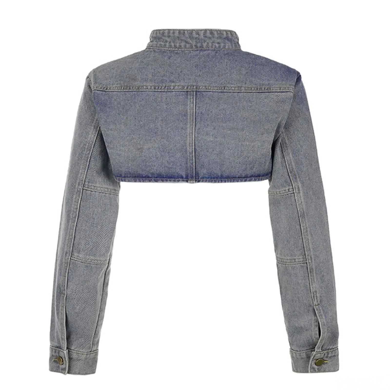 Oversized Vintage Washed Denim Cropped Jacket