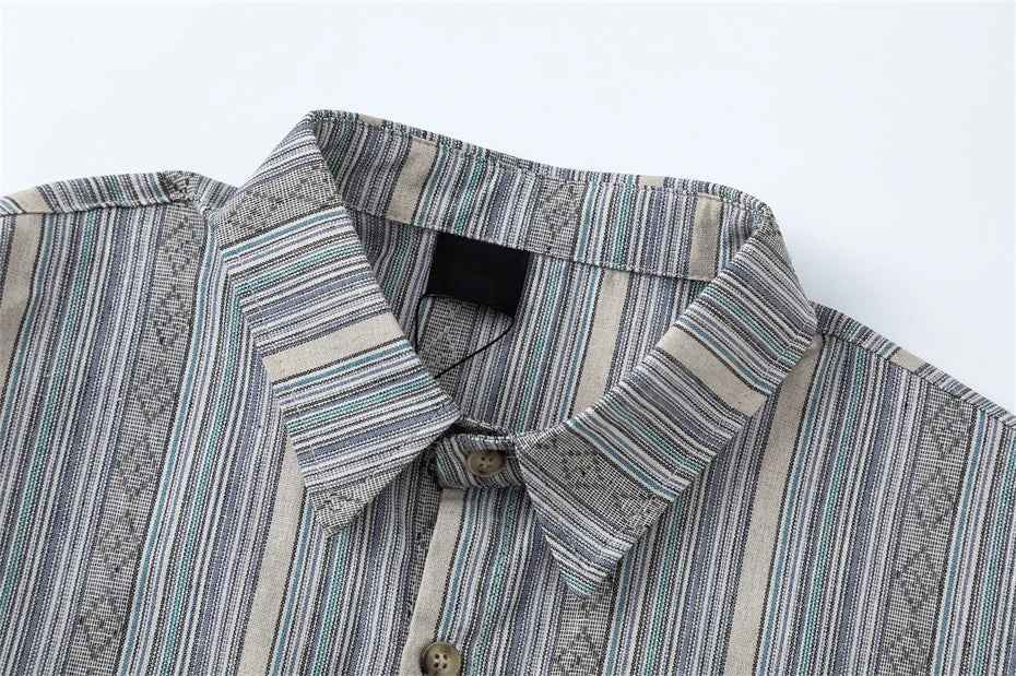 Men Oversized Striped Short Sleeve Argyle Shirt