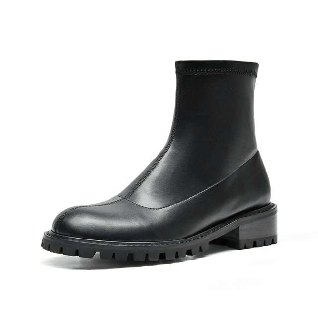 Sparks Women's Soft Ankle Boots With Elastic Round Toe Black
