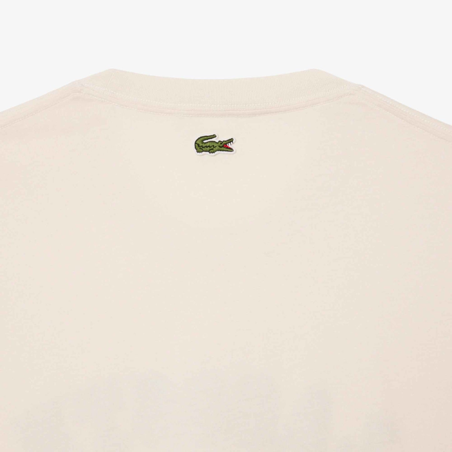 Lacoste Print Cotton Tee - Cream