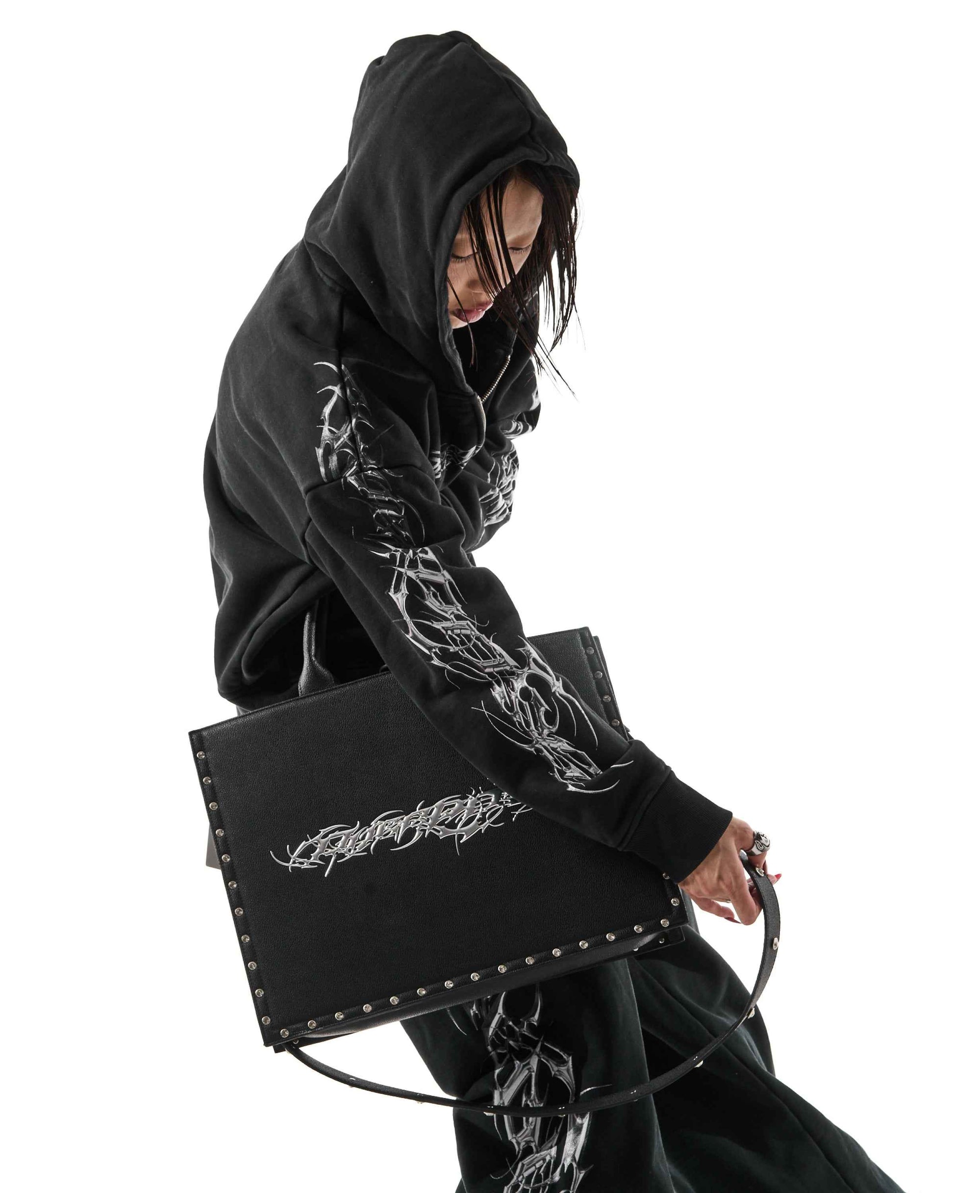 "TRIBAMETAL" LEATHER TOTE