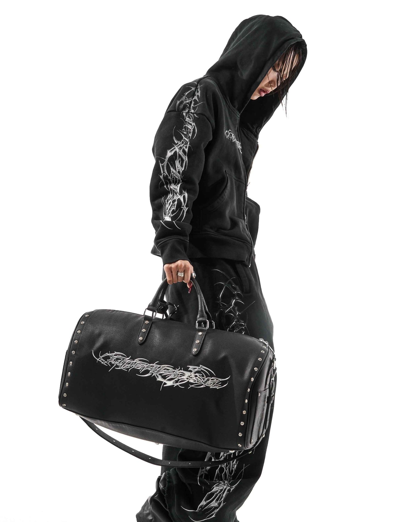 "TRIBAMETAL" LEATHER DUFFLE