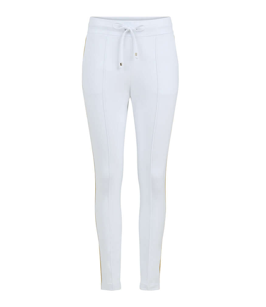 White W/ Gold Stripe Sweatpants