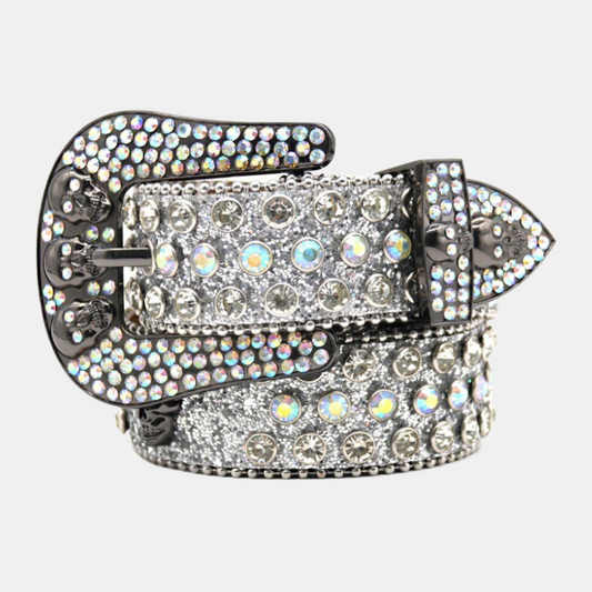 Skull & Diamond | Rhinestone Studded Belt - Luxuryurbanwear
