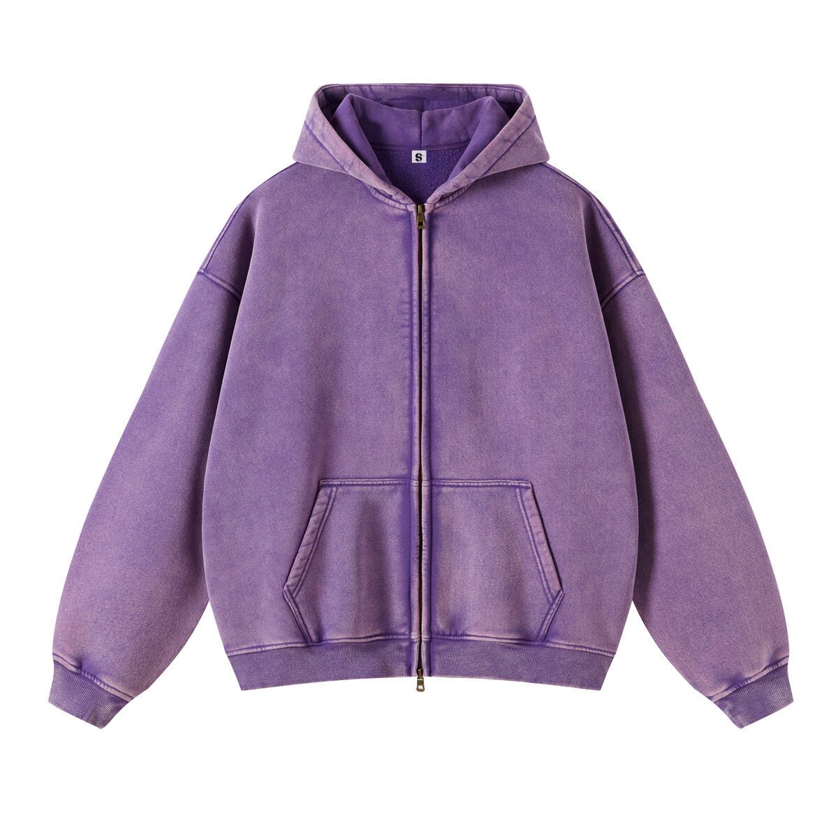 Retro Essence Vintage Washed Zip-Up Hoodie - Oversized | LuxuryUrbanwear - Luxuryurbanwear