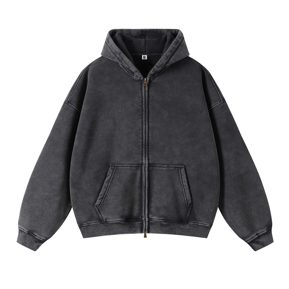 Retro Essence Vintage Washed Zip-Up Hoodie - Oversized | LuxuryUrbanwear - Luxuryurbanwear