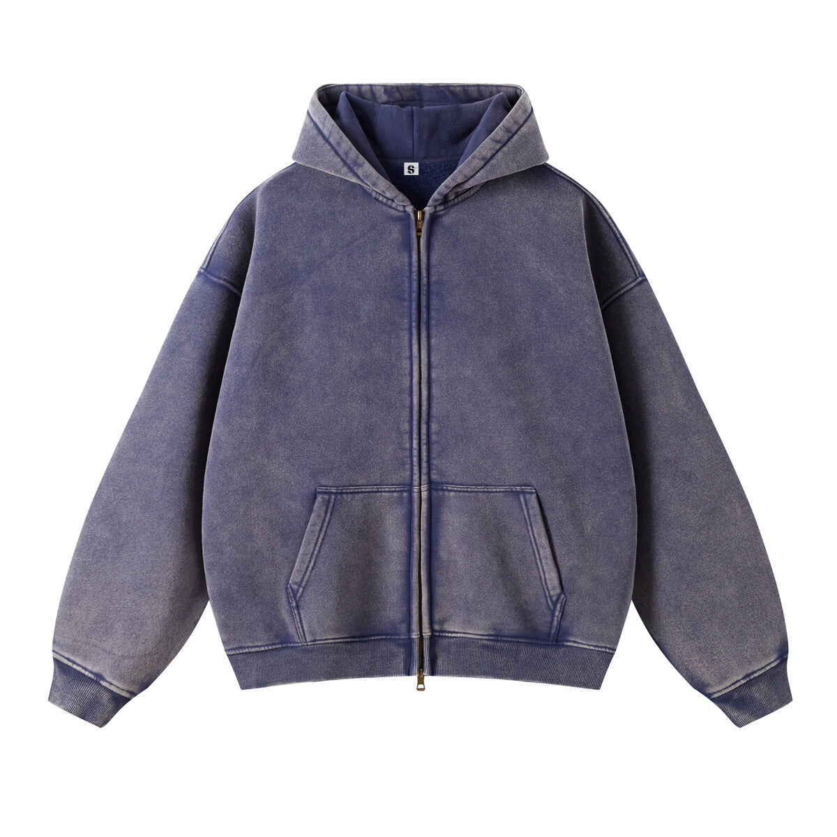 Retro Essence Vintage Washed Zip-Up Hoodie - Oversized | LuxuryUrbanwear - Luxuryurbanwear