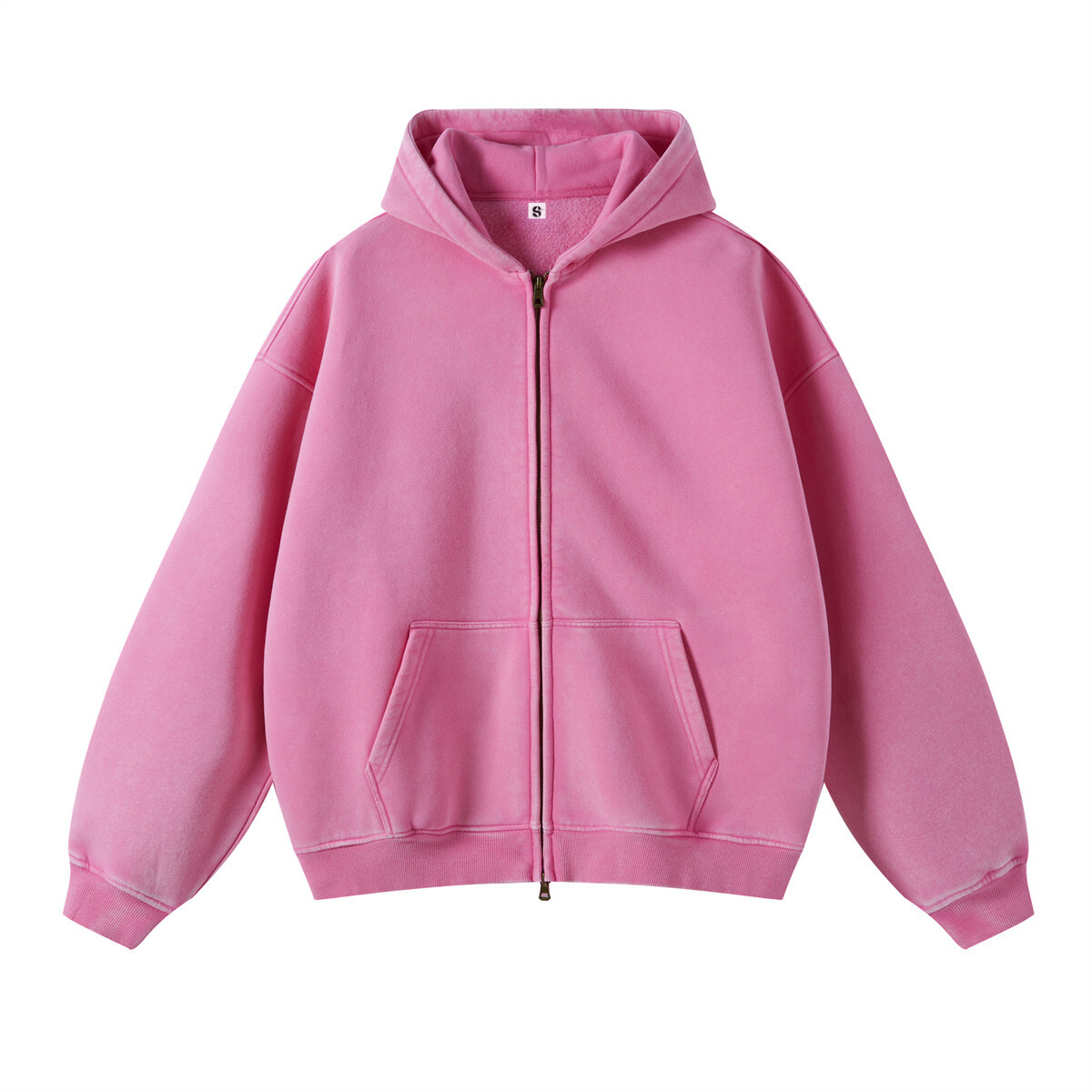 Retro Essence Vintage Washed Zip-Up Hoodie - Oversized | LuxuryUrbanwear - Luxuryurbanwear