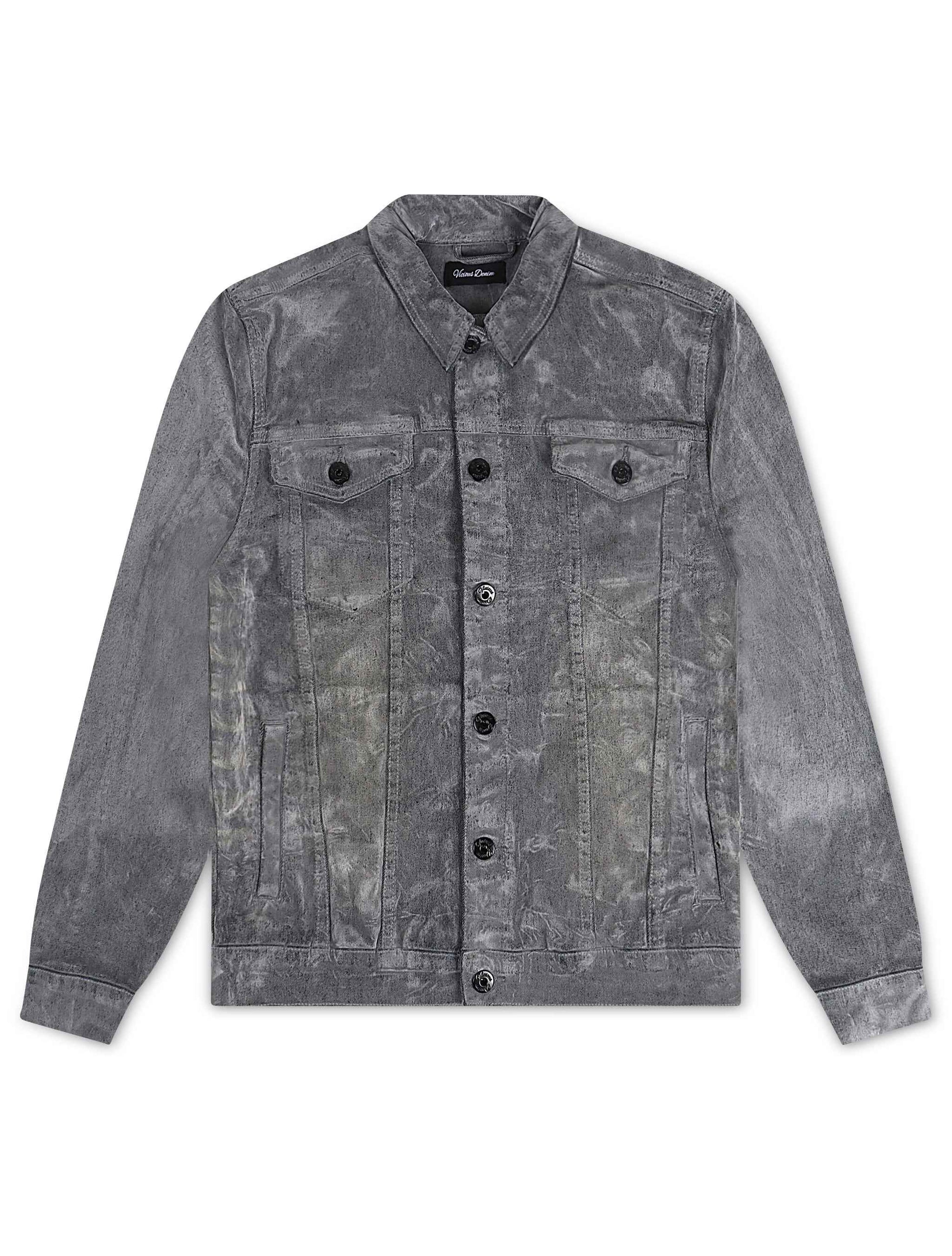 Vicious Denim Velvet Coated Denim Jacket - Grey