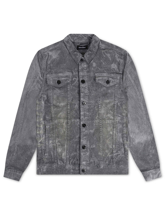 Vicious Denim Velvet Coated Denim Jacket - Grey