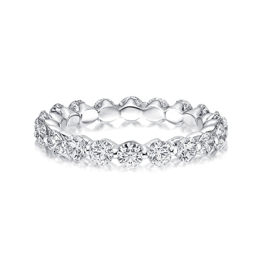 Rodiffy Moissanite 1.5 Ct Round Cut White Gold Anniversary Ring