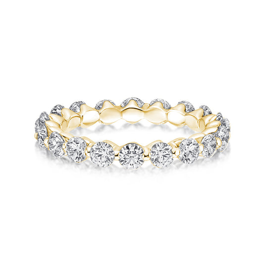 Rodiffy Moissanite 1.5 Ct Round Cut Yellow Gold Anniversary Ring