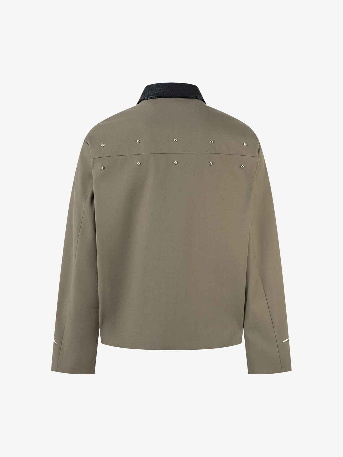 Street Gothic PU Leather Collar With Thorn Print Jacket