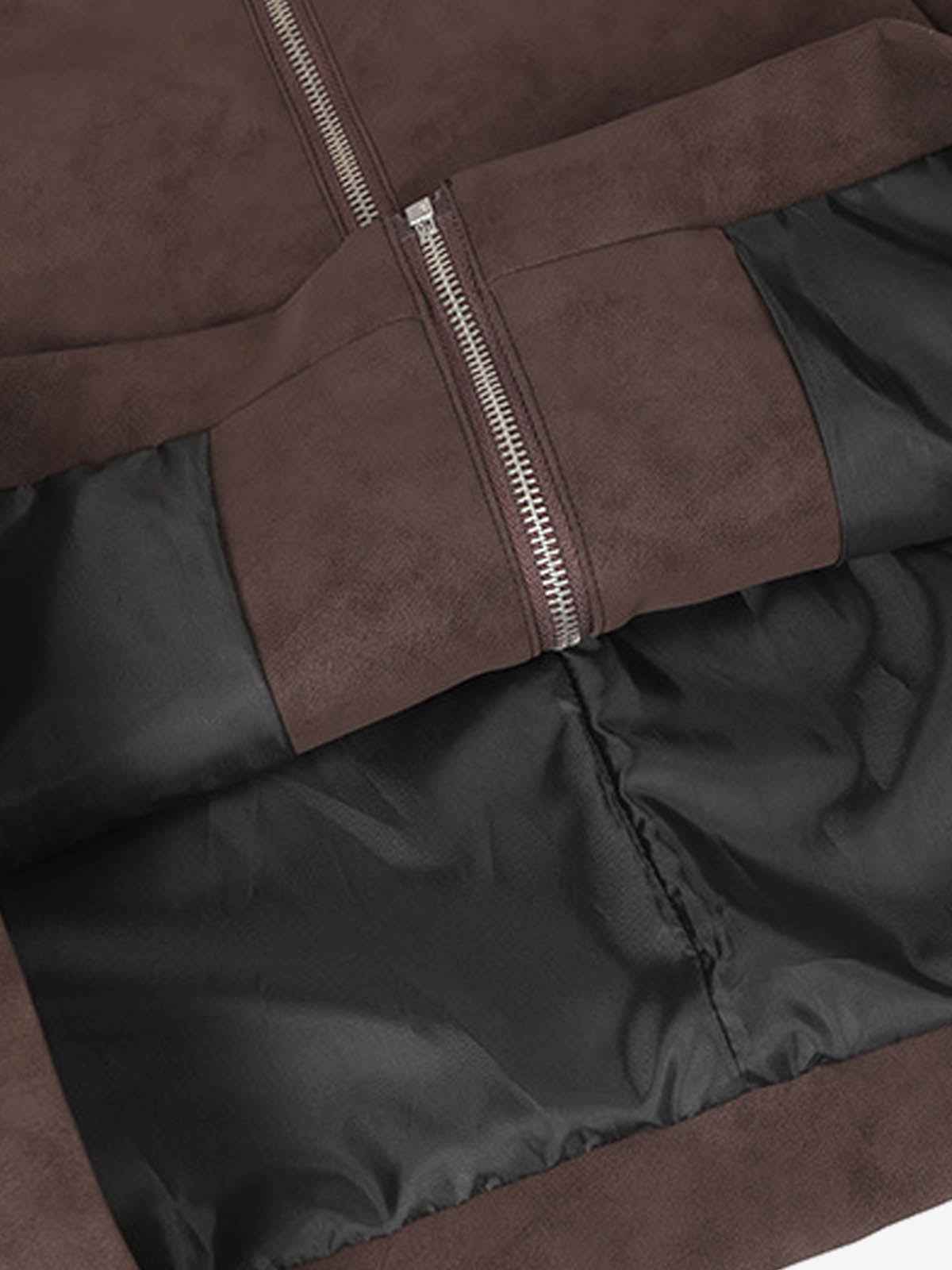 Suede Studded Zip Up Jacket