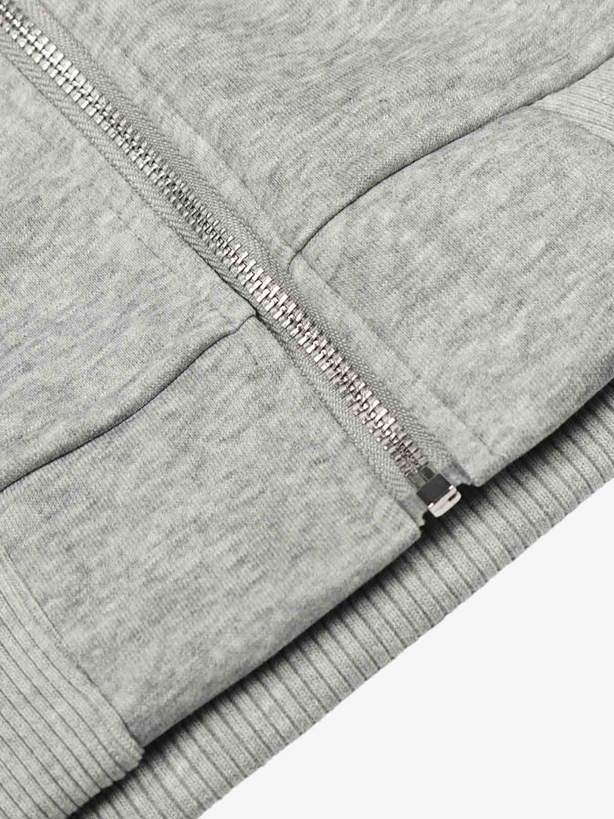 Rivet Detail Fleece Zip Up Hoodie - Luxuryurbanwear