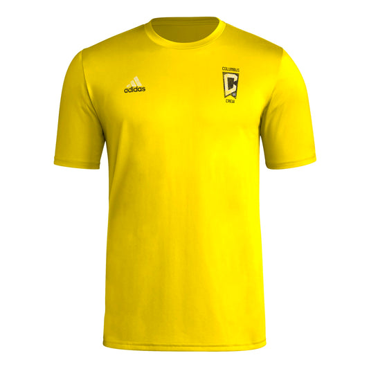 adidas Mens Short Sleeve Pre-Game T-Shirt Team Yellow/Columbus Crew XX-Large